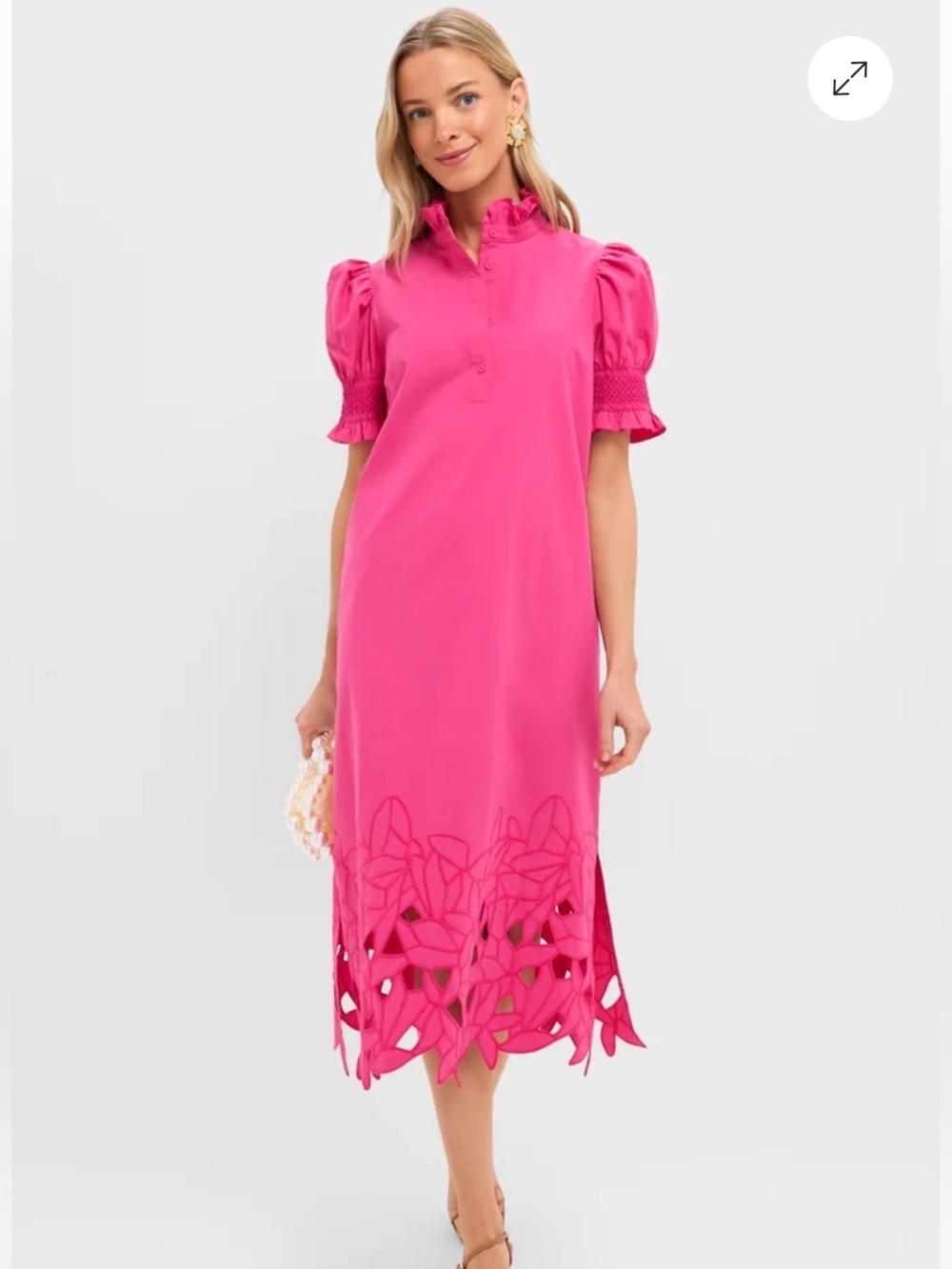 NWT Tuckernuck Hyacinth House Hot Pink Embroidery Eliza Midi Dress, Medium